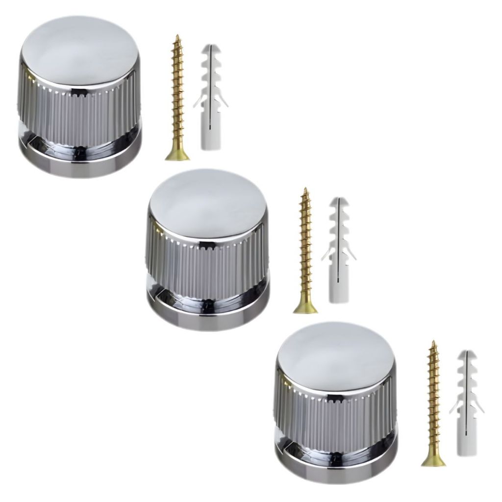 KIT 3 Suporte para Fixar Espelho Parede Botão Frances com Parafuso e Bucha de plástico cromado em Oferta na Shopee