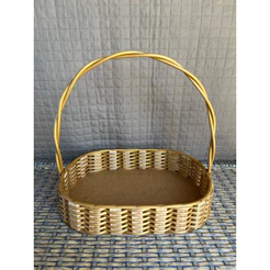 kit 2 cestas oval de fibra sintética dourada 35x25cm
