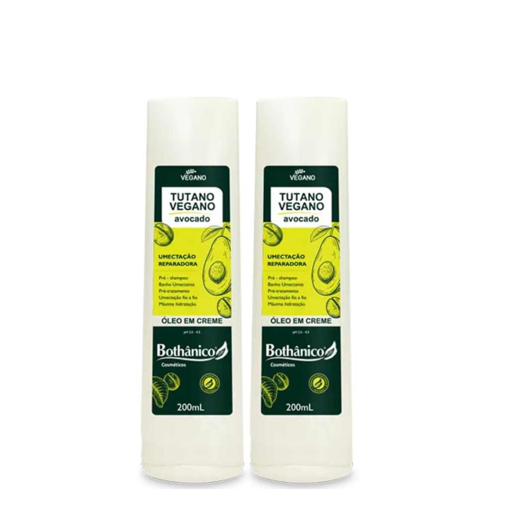 Kit 2 Oleo em Creme Tutano Vegano Avocado 200ml Pré Shampoo Alta Umectação Bothânico Hair Cosméticos