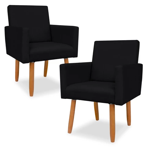 Pronta Entrega- Kit 2 Poltrona para Sala Decorativa Nina Quarto Casa Recepção Barbearia Consultório Sala de Espera