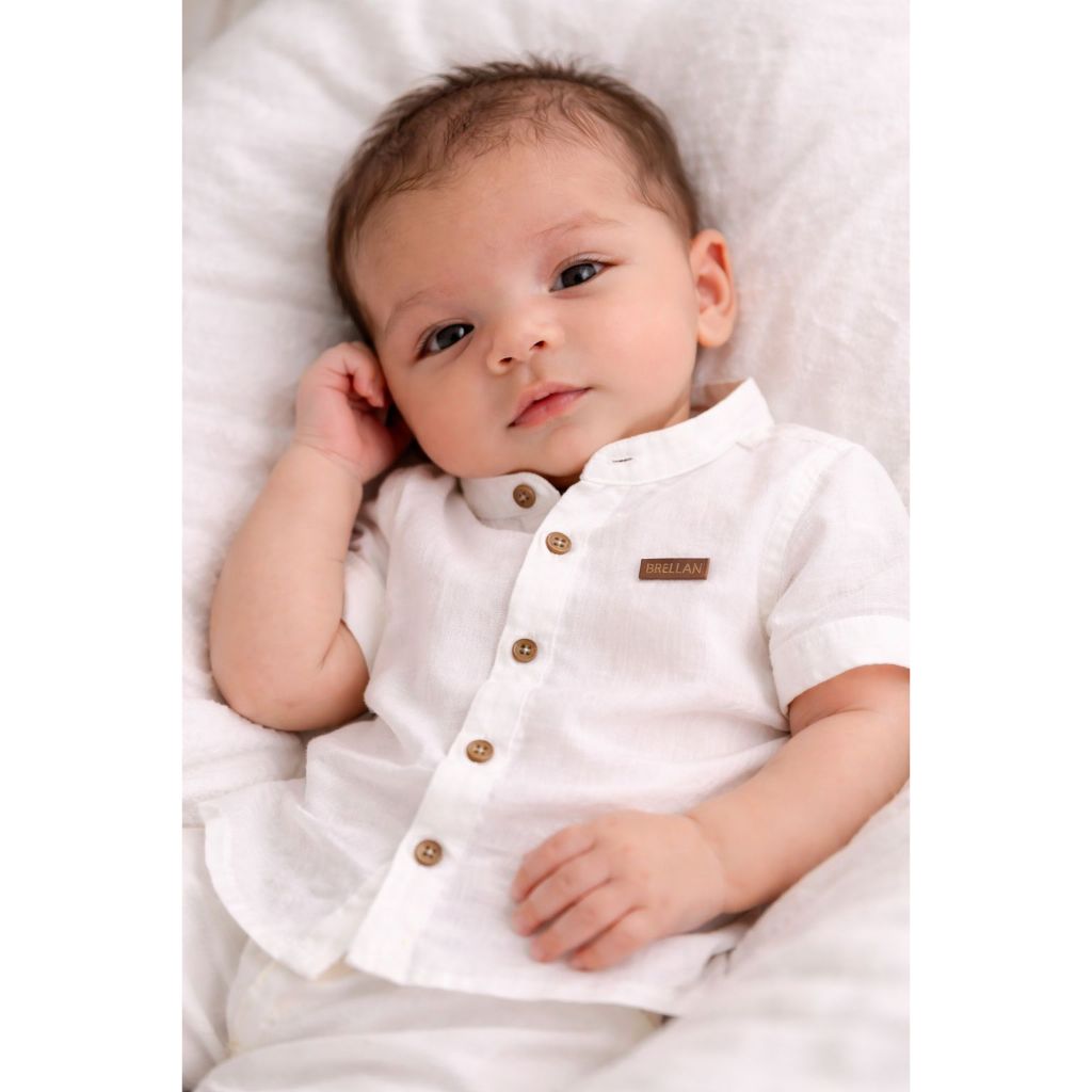 Camisa Bebê Infantil Meninos Criança Casual Confortável Chic Sair Festas casamento Batizado Linho Manga Curta em Oferta na Shopee