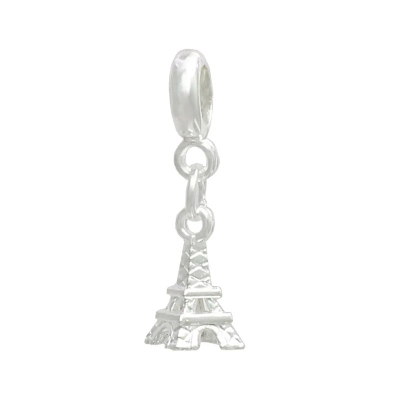 berloque torre Eiffel banhado a prata viagem charms em Oferta na Shopee