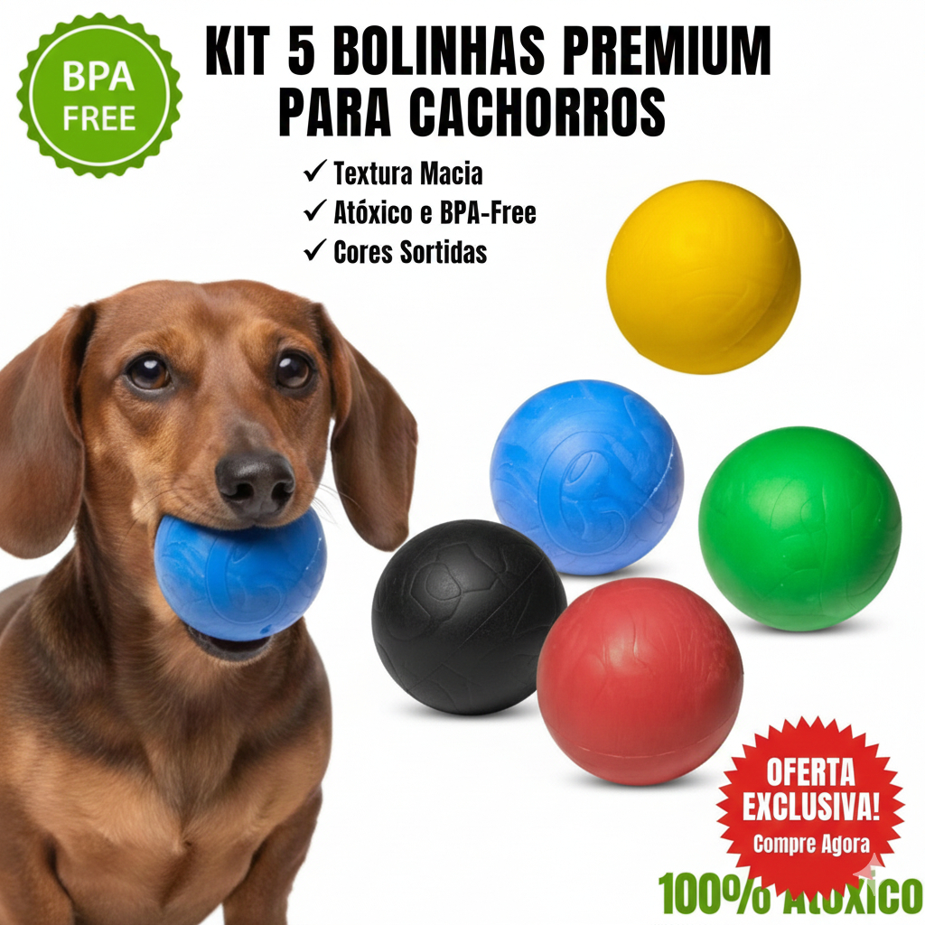 Kit 5 Bolinhas Mordedoras pula pula - Tutti Frutti 100% Atóxico (5 cm)