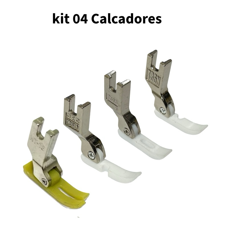 Kit 04 Calcadores Teflon Reta Ziper Estreito MT18 T36LN T36N T363 Maquina Costura Reta Industrial