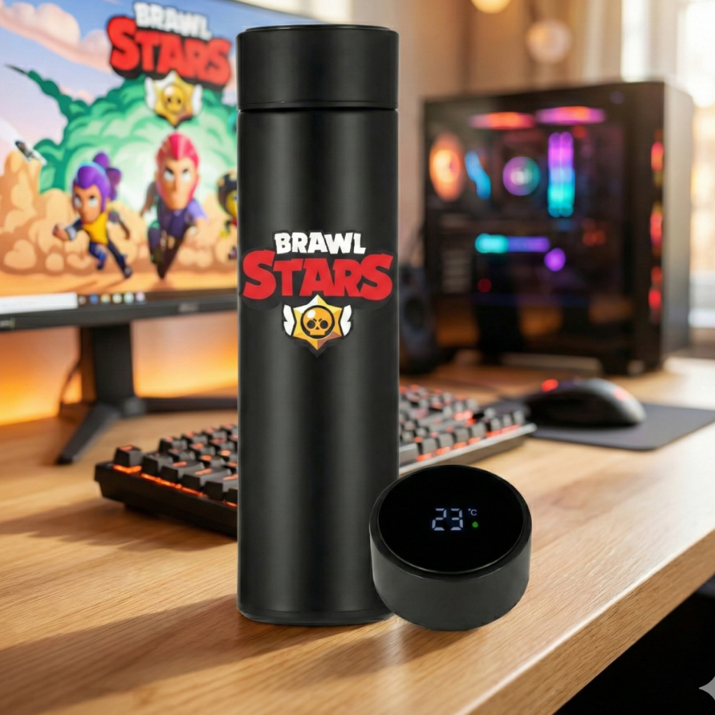 Garrafa Térmica Brawl Stars - Gamer Inox Com Sensor De Temperatura Inteligente 500ml - Personalizada