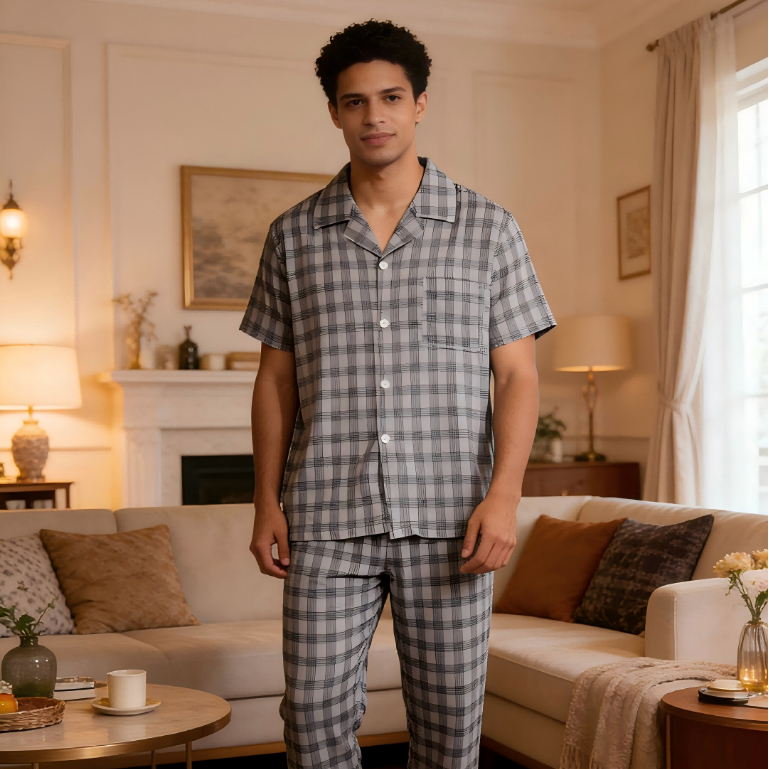 Pijama Masculino Verão Estampa Divertida Conjunto Curto + Calça Confortável Casa e Lazer