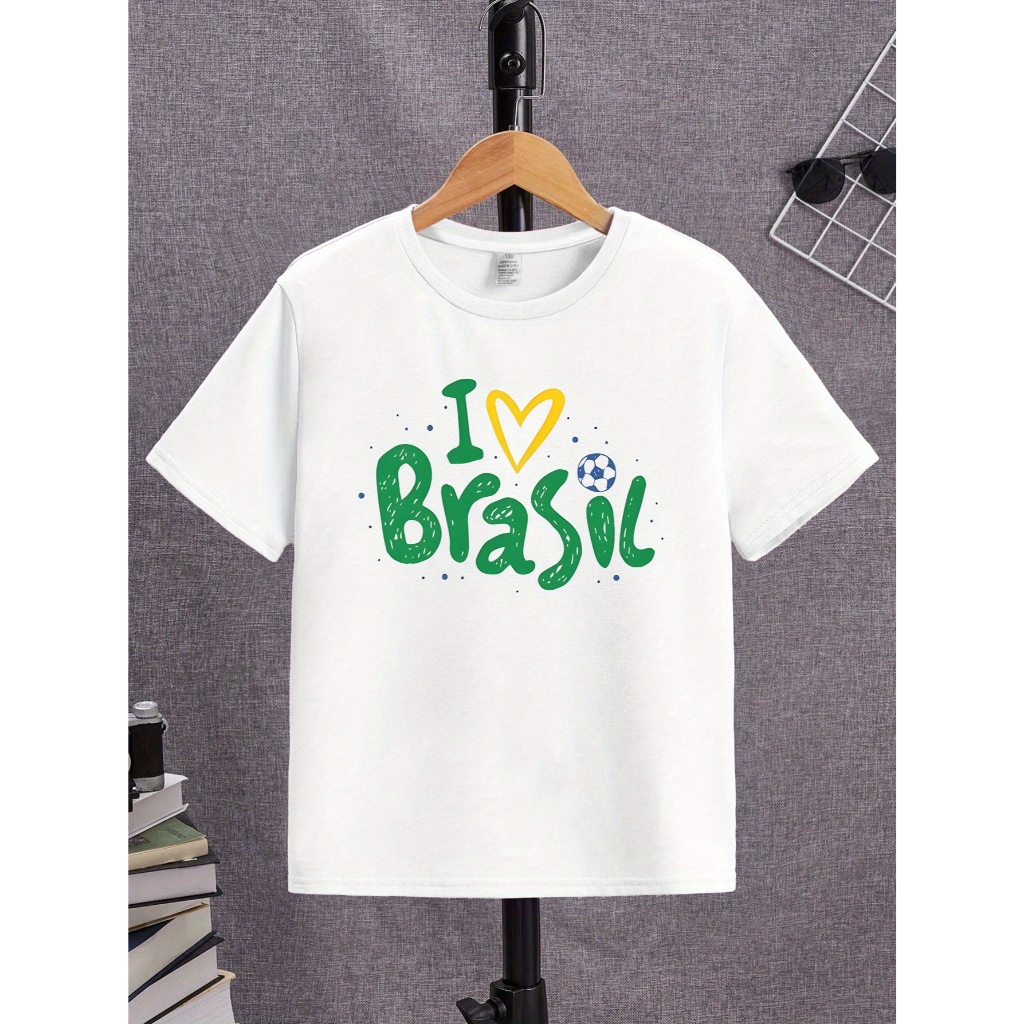 Camisa Juvenil Infantil  Copa  Mundo  do  2026  Futebol  Brasil  Bola  Lançamento Moda