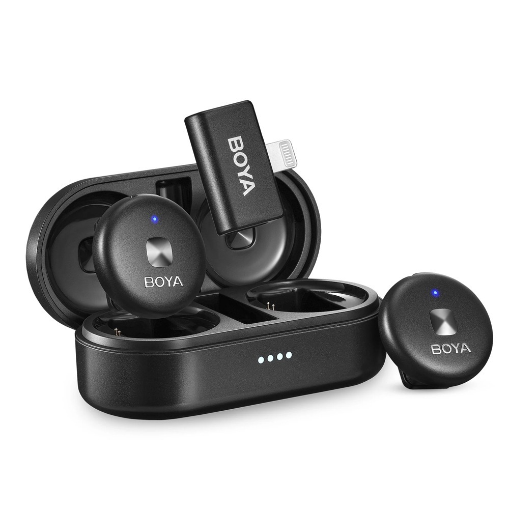 Microfone Lapela Boya Omic-d 2,4g Compatível Com Iphone Negro