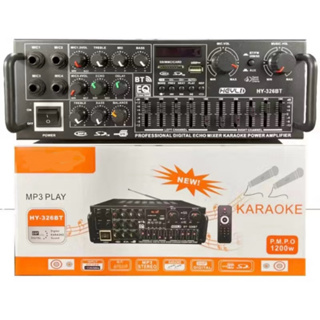 Super Amplificador 1200w  hy-326bt potência  220v Bluetooth 2 canais controle remoto USB SD FM  karaoke em Oferta na Shopee