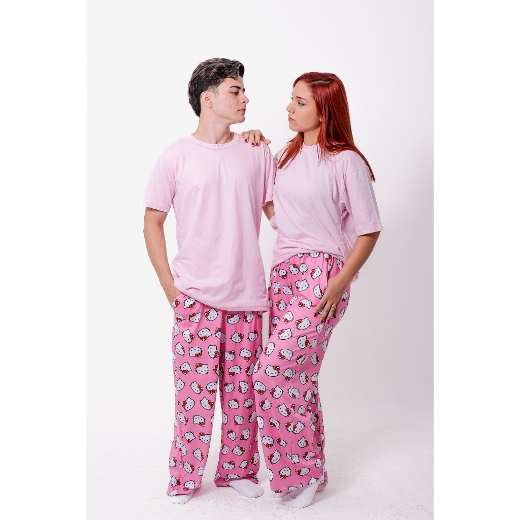 kit casal pijama Hello Kitty, Grinch, Estranho mundo de Jack, pijama de natal,casual, calça pijama unissex com bolsos