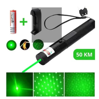 Caneta Laser Pointer Verde Recarregável com Chave de Segurança  Laser 303