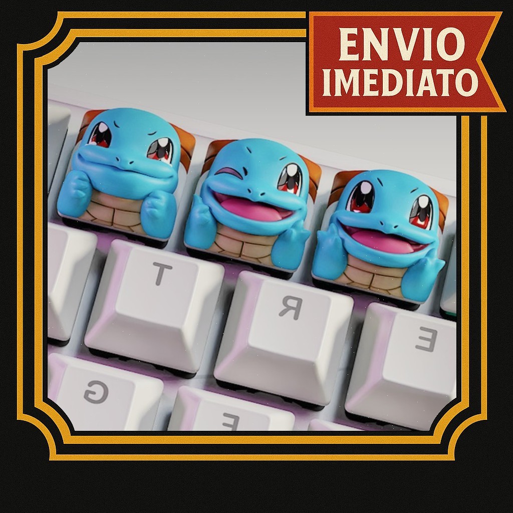 Keycap Squirtle Pokemon Tecla de teclado mecânico setup PC personalizado Squirtle anime Pokémon