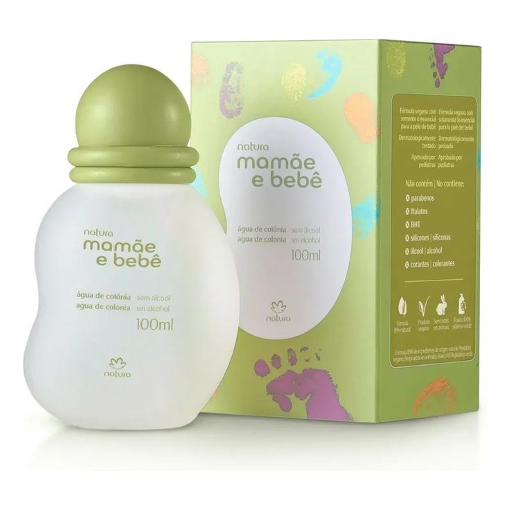 Colônia Mamãe e Bebê Natura 100ml - Fragrância Suave, Vegano, Sem Álcool