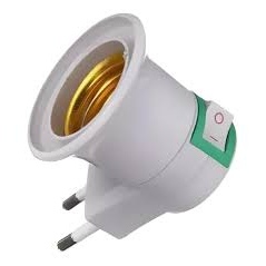 SOQUETE PARA LAMPADA C/ PINO P/ TOMADA FIXO E BOTÃO LIG/DES (E-27) ABAJUR BRANCO