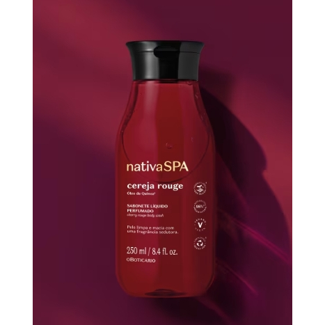SABONETE LÍQUIDO NATIVA SPA CEREJA ROUGE, AMEIXA NEGRA, UVA MERLOT OBOTICARIO