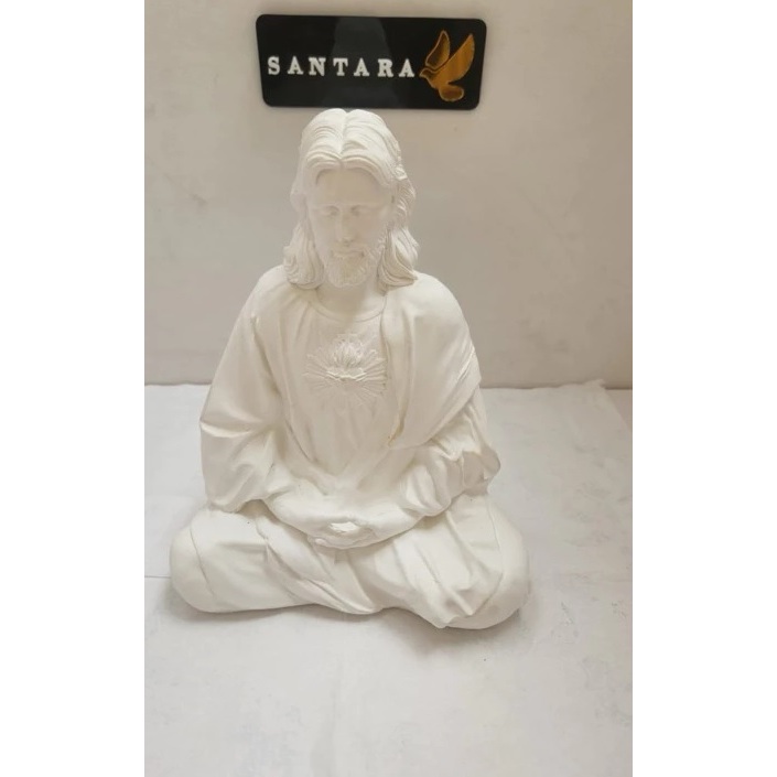 Escultura Sagrado Coração Jesus Meditando 20 CM Gesso Cru em Oferta na Shopee