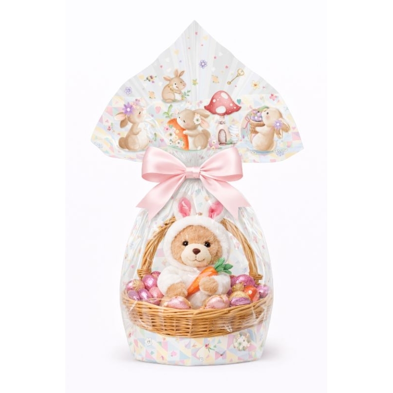 50 sacos celofane para cesta de páscoa com a ponta decorada