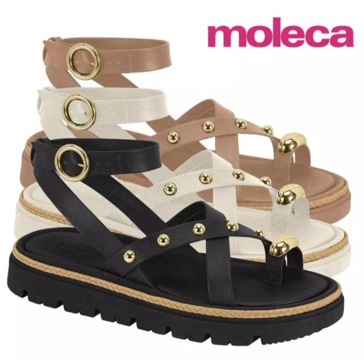 Sandália Moleca Feminina Gladiadora Flatform Spikes 5504.213 em Oferta na Shopee
