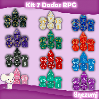Kit 7 Dados RPG Personalizados Multifacetados Jogos Tabuleiro em Oferta na Shopee