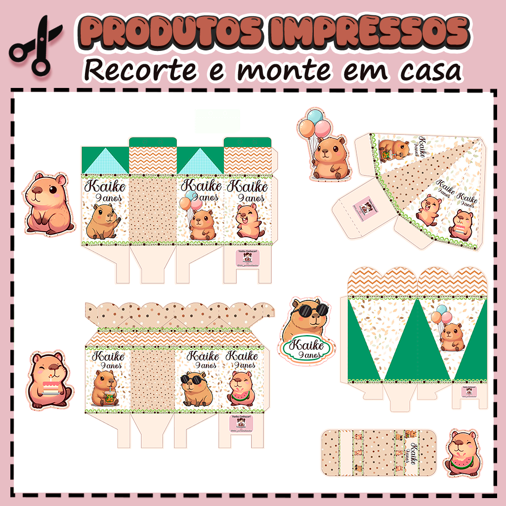 25 Caixinhas Personalizadas Kit festa infantil Tema Capivara Aniversário Lembrancinhas