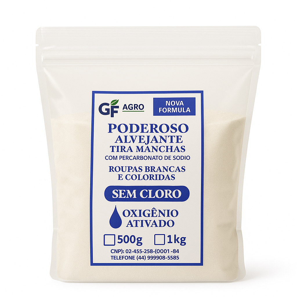 Alvejante Poderoso com Percarbonato de Sódio Tira Manchas Roupas Brancas e Coloridas -GF Agro