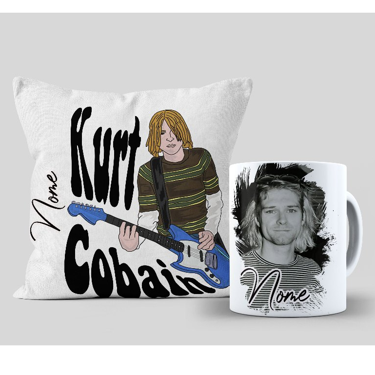 Caneca e Almofada Nirvana Kurt Cobain Personalize com Nome