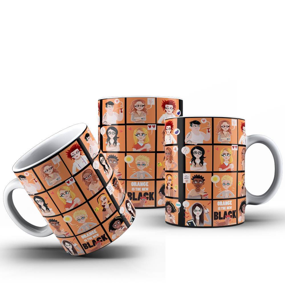 Caneca Série Orange Is The New Black Todos Os Personagens Porcelana 325ml