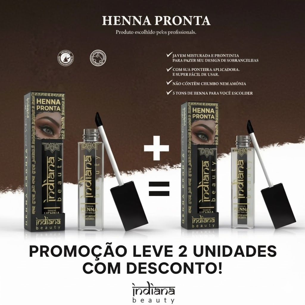2 Henna Pronta ou Pó Sobrancelhas Castanho Claro Médio Natural Escuro Preto Ruivo Indiana Beauty 4 g