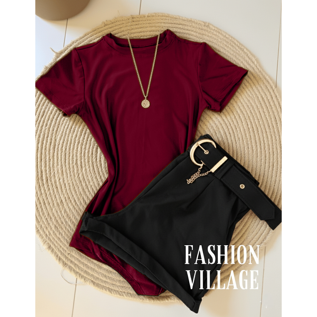 Conjunto2 Um bory body + Short PRETO D-RING Inspiração Moda Blogueira verão 2026 em Oferta na Shopee