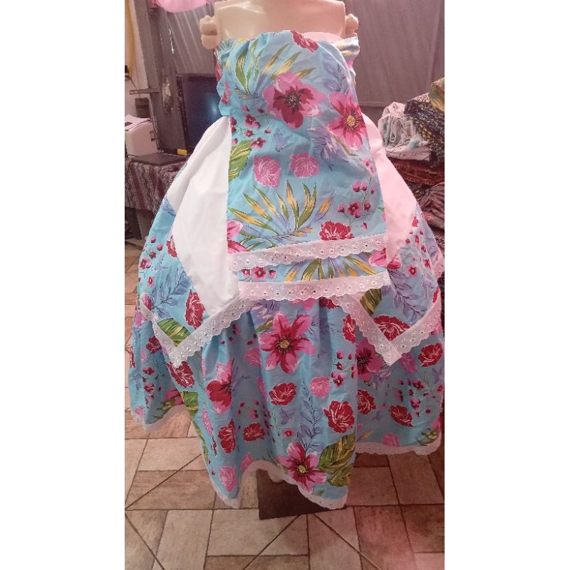 umbanda e candomblé conjunto 3 peças floral saia 4 metros de roda pano cabeça  e pano costa