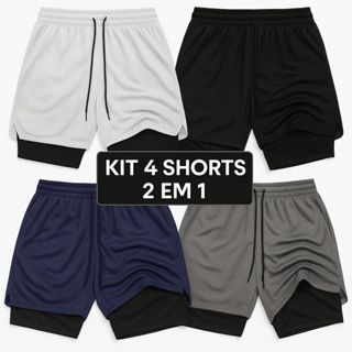 Kit 2 Shorts 2 em 1 Masculino Ideal para Academia e Treino em Oferta na Shopee