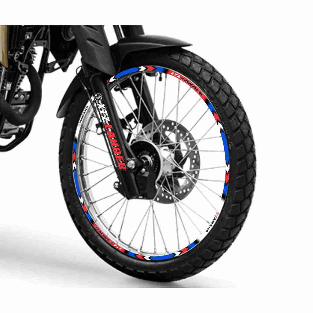 Adesivo Friso Refletivo Roda Moto Yamaha XTZ Lander 250 + adesivos bengala e balança tricolor