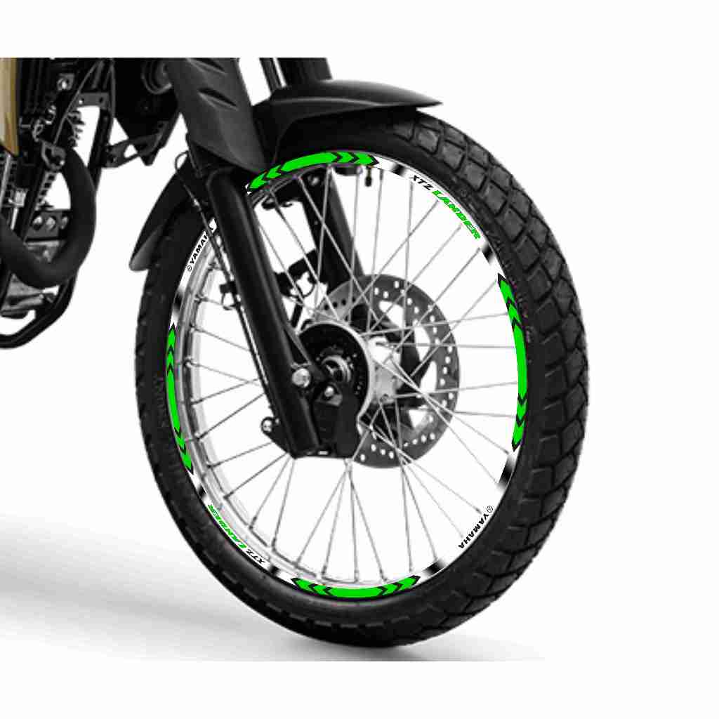 Adesivo Friso Refletivo Roda Moto Adesivo Friso Refletivo Roda Moto Yamaha XTZ Lander 250 verde