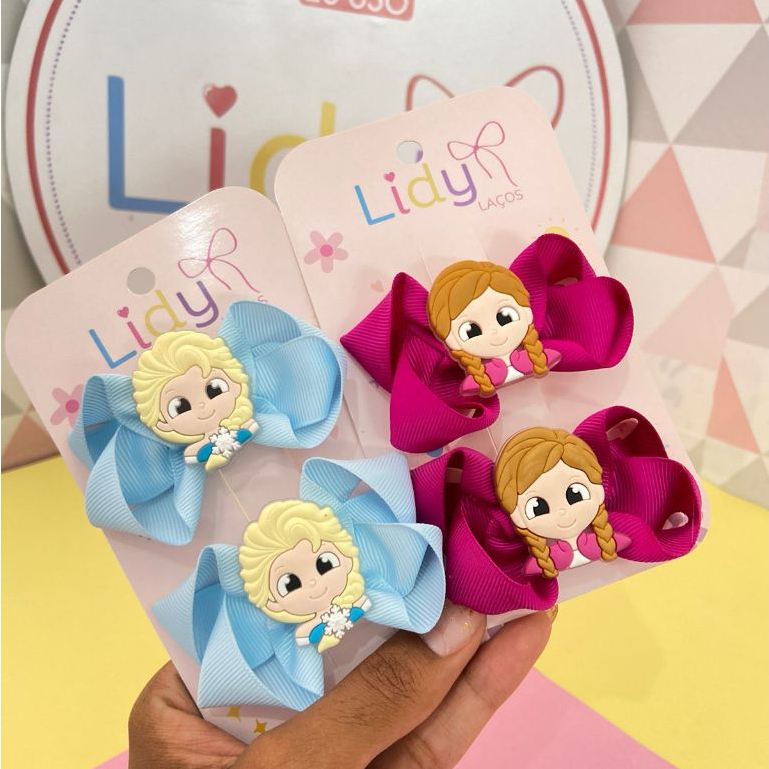 Par de laços de cabelo Frozen / laço Elsa / laço Anna / Laços na presilha bico de pato / em Oferta na Shopee