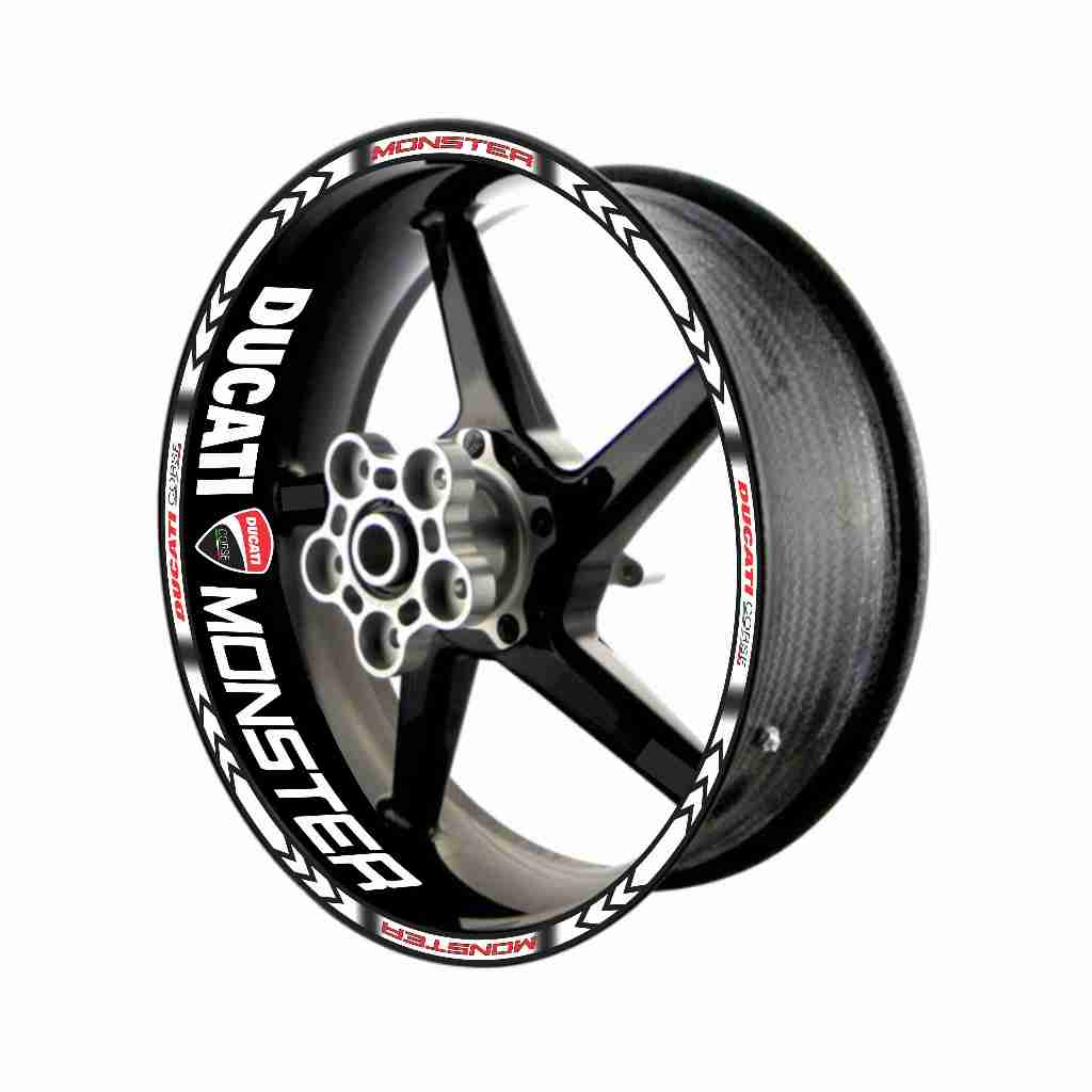 Adesivo Friso Refletivo Roda Moto Ducati Monster + adesivos internos branco