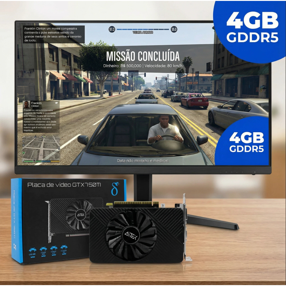 Placa de Vídeo GTX 750 Ti 4GB GDDR5 Gamer Recondicionada | GTA 5, Roblox, Minecraft, FIFA | PCI-E