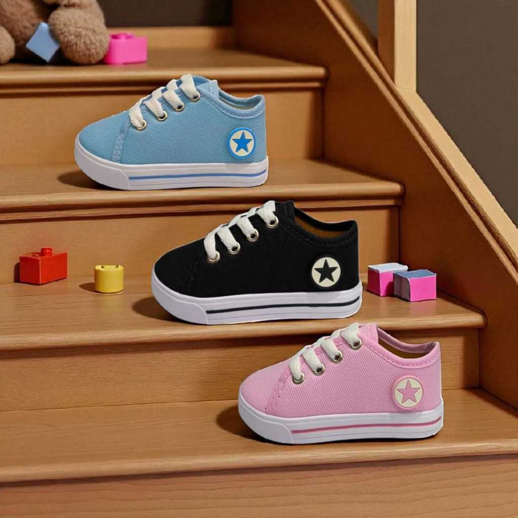 Tênis Infantil Menina Menino Cano Baixo Estrela Confortável Leve Antiderrapente Moda Casual Dia Dia Volta Aulas em Oferta na Shopee