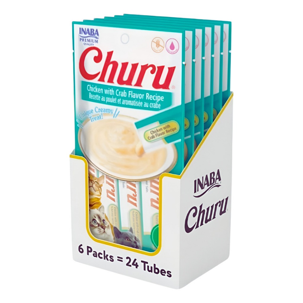 Kit 6 Unidades Churu - Gatos -  Frango e Caranguejo (24 Sachês 14gr)