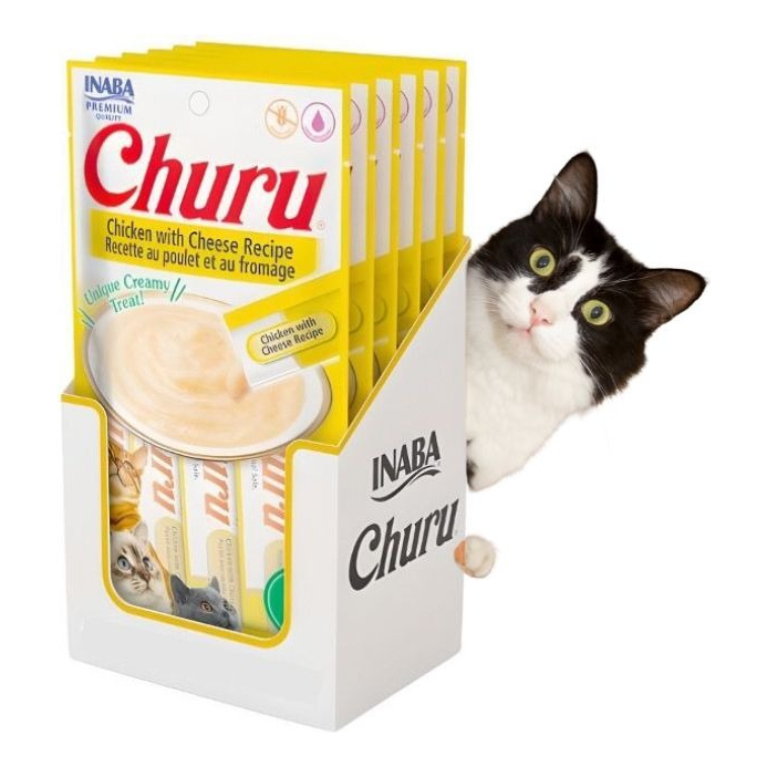 Kit 6 Unidades Churu - Gatos -  Frango e Queijo (24 Sachês 14gr)