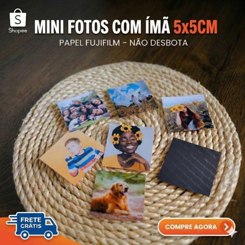 Kits de mini foto imã 5x5 Cm - 12 ou 24 unidades