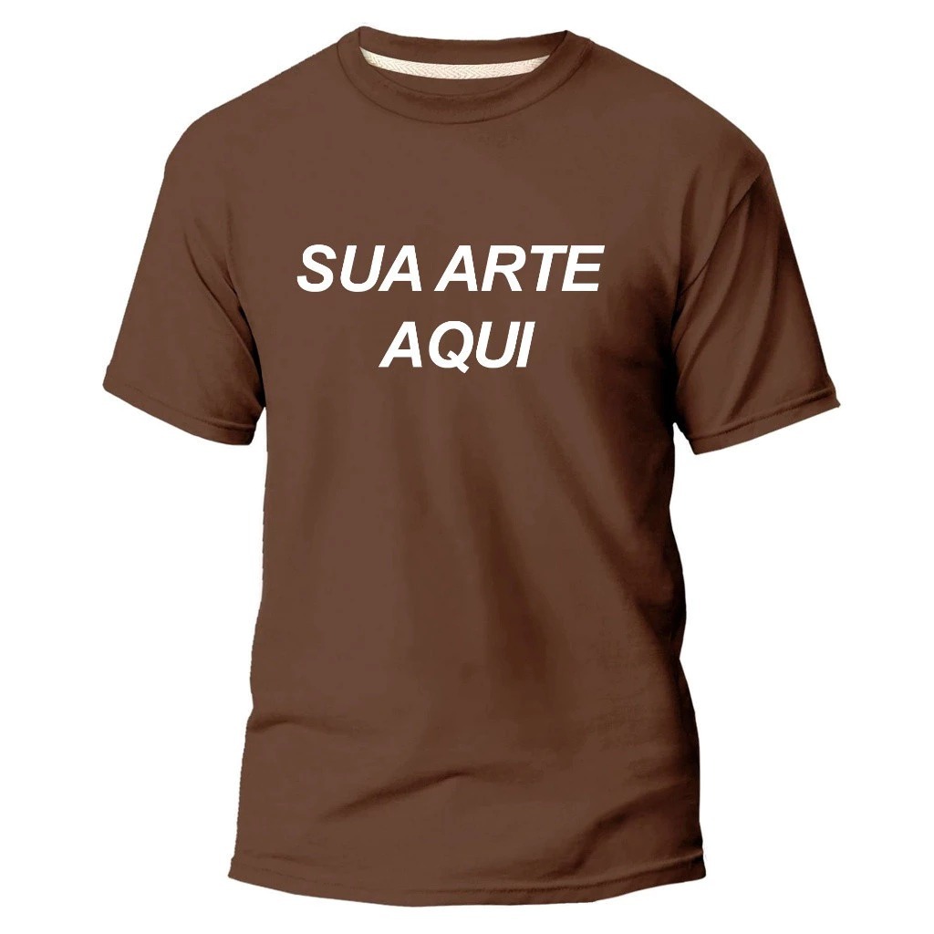Camiseta Personalizada Unisex - Com Sua Estampa, Logo, Arte Sua Estampa Marrom em Oferta na Shopee