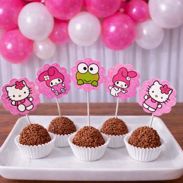Topper de docinhos ou cupcake HELLO KITTY ROSA/tags HELLO KITTY ROSA