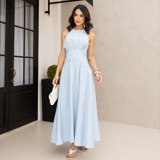 VESTIDO LONGO FRENTE UNICA  CAMILA EM TECIDO MARRANT em Oferta na Shopee