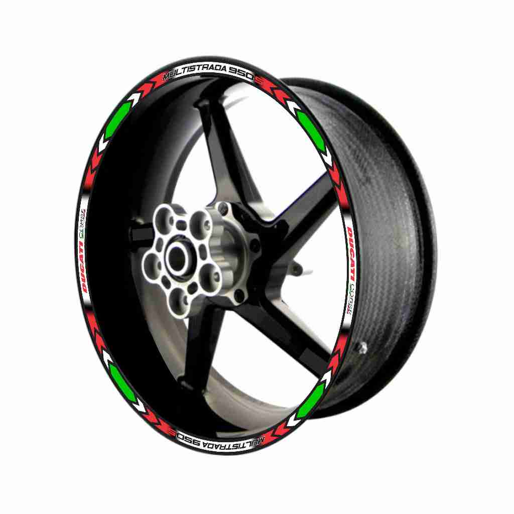 Adesivo Friso Refletivo Roda Moto Ducati Multistrada 950S tricolor