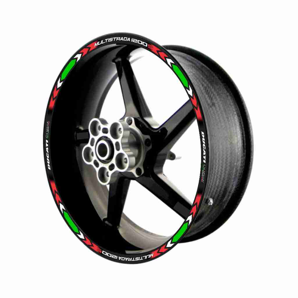 Adesivo Friso Refletivo Roda Moto  Ducati Multistrada 1200S tricolor