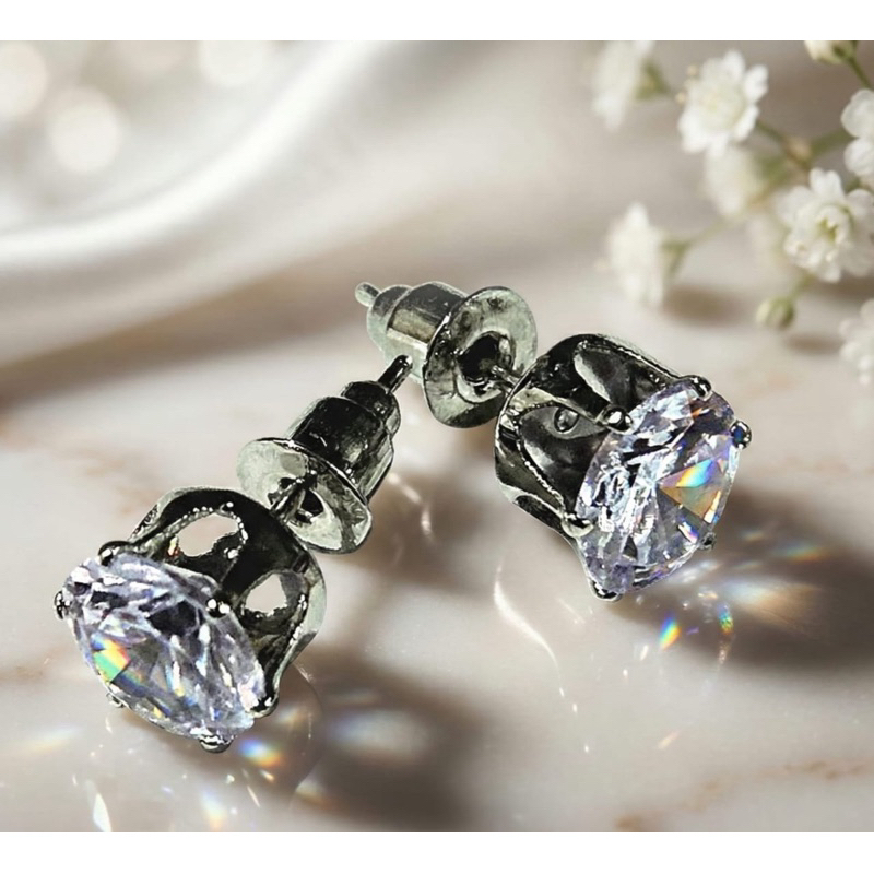 Par de Brinco Pedra de Zircônia Ponto de Luz Brilhante em Oferta na Shopee