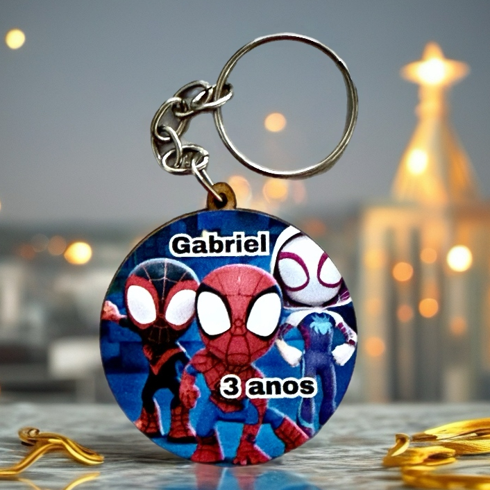 Kit Chaveiro PERSONALIZADO SPIDEY E SEUS AMIGOS ADESIVADO, para festa, aniversário, escola, lembrancinhas em MDF