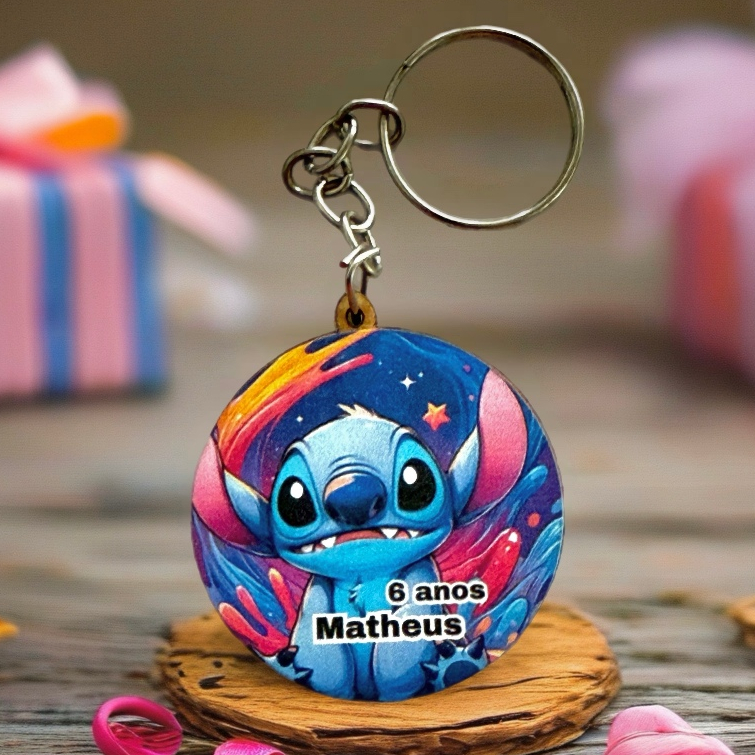 Kit Chaveiro PERSONALIZADO  STITCH ADESIVADO, para aniversário, decoração, escola, lembrancinhas em MDF