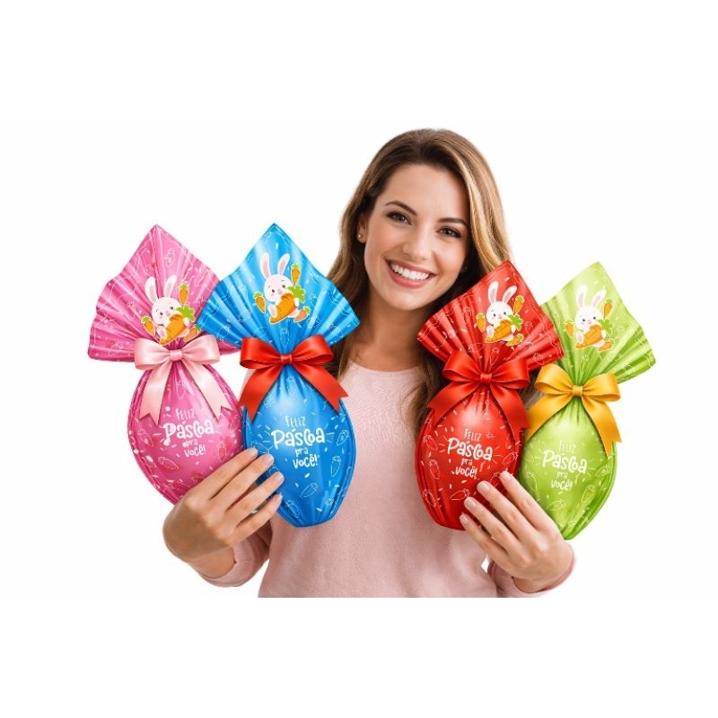 25 sacos metalizado para ovos de Páscoa de 100g a 500g