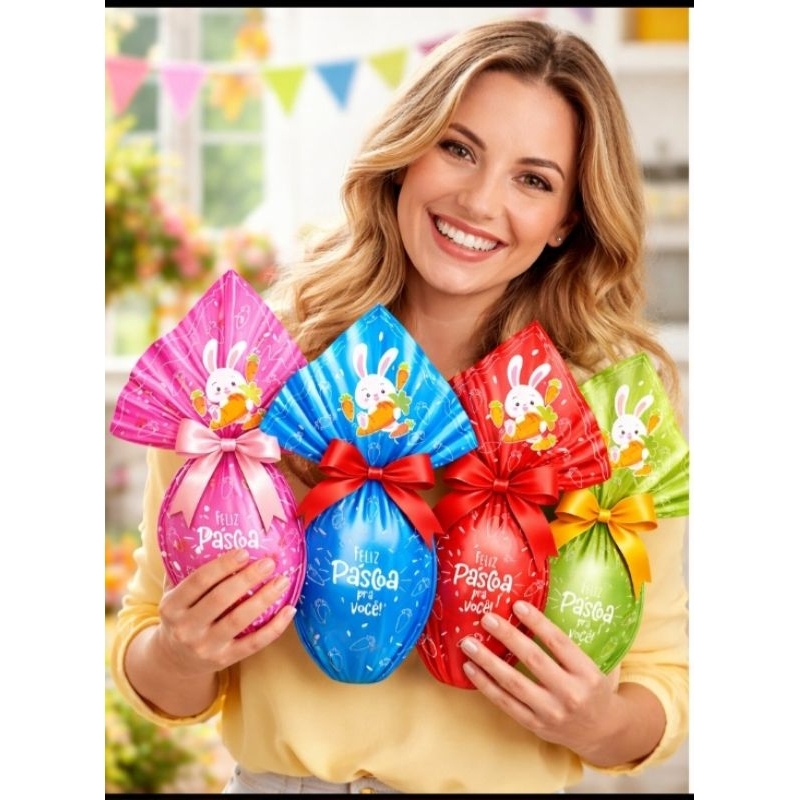 25 Saco Metalizado para Ovos de Páscoa – Estampado em Oferta na Shopee